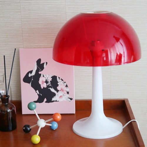 Red Hard Plastic Mushroom Lamp